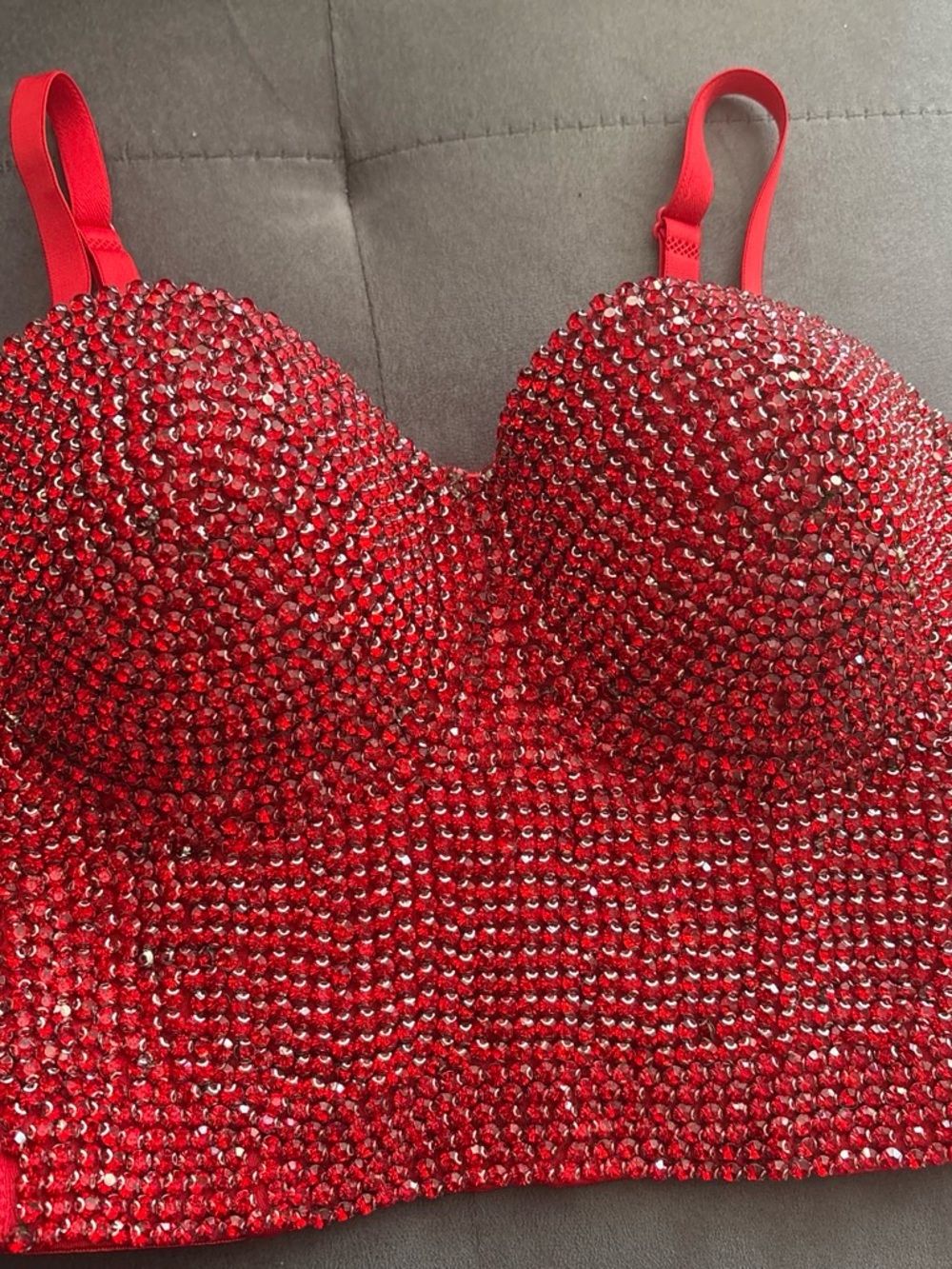 Windsor Red Crystal Embellished Bustier Bralette